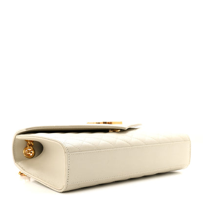 Saint Laurent Grain De Poudre Textured Mixed Matelasse Medium Triquilt Monogram Satchel Crema Soft 4 of 9