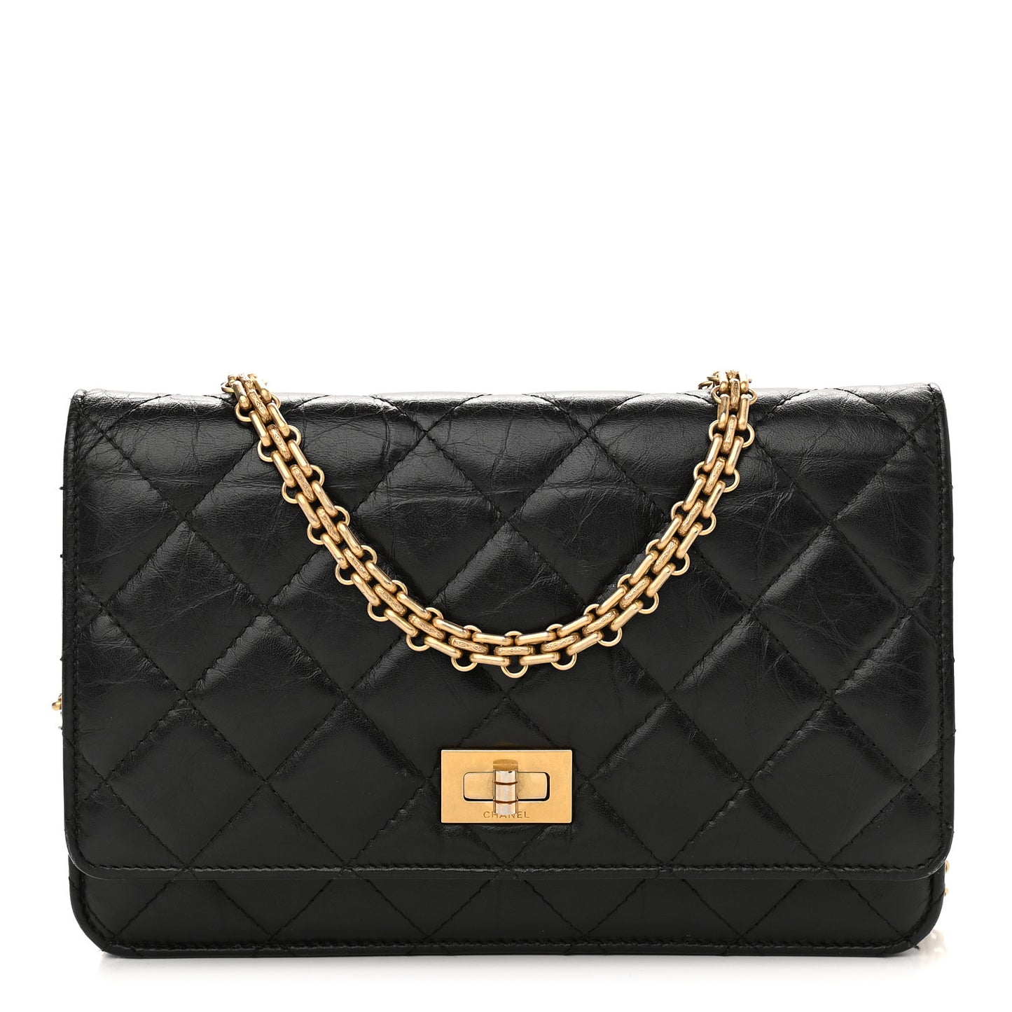 Aged Calfskin Quilted Reissue Wallet On Chain WOC Black