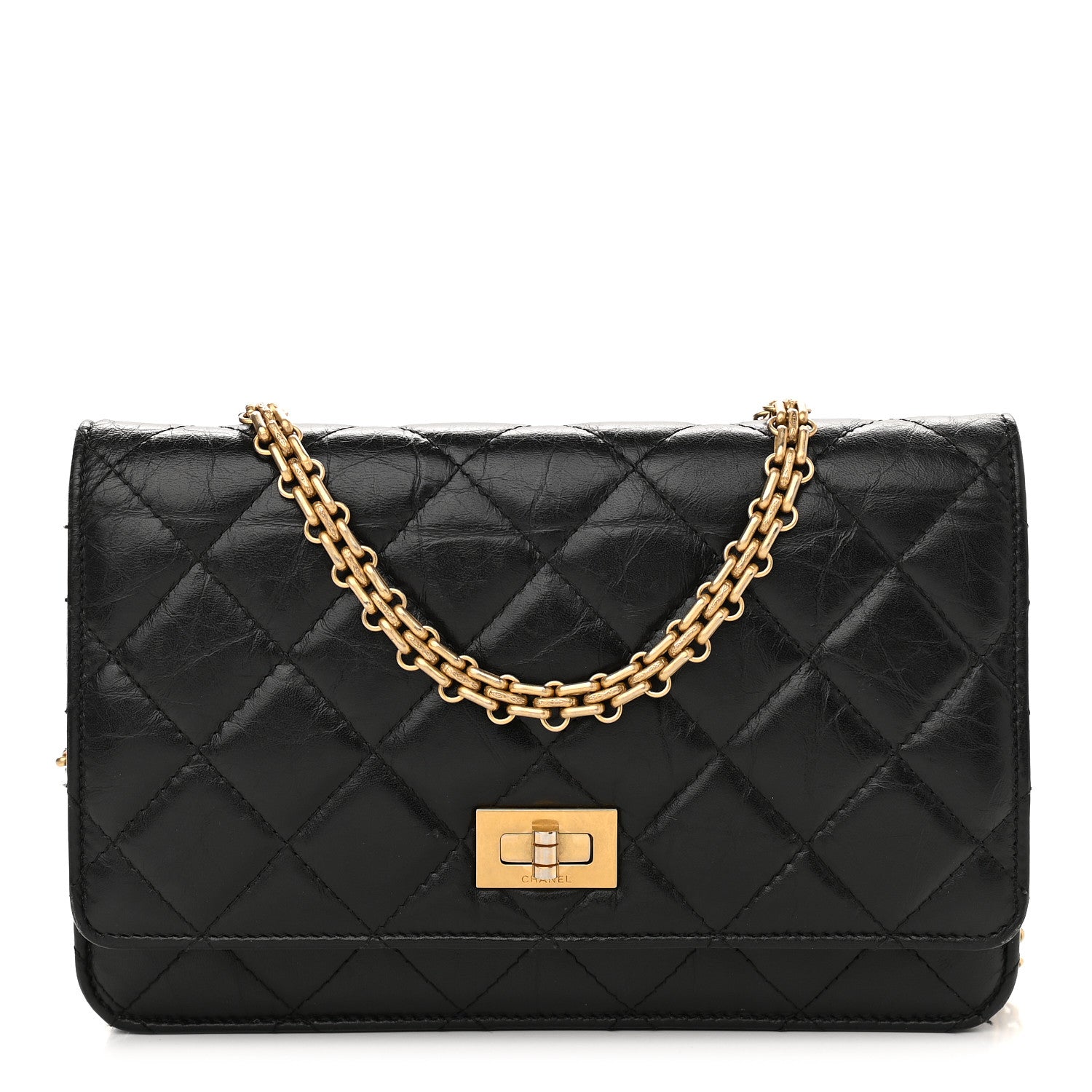 Chanel Aged Calfskin Quilted Reissue Wallet On Chain WOC Black 1 of 10