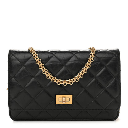 Chanel Aged Calfskin Quilted Reissue Wallet On Chain WOC Black 1 of 10