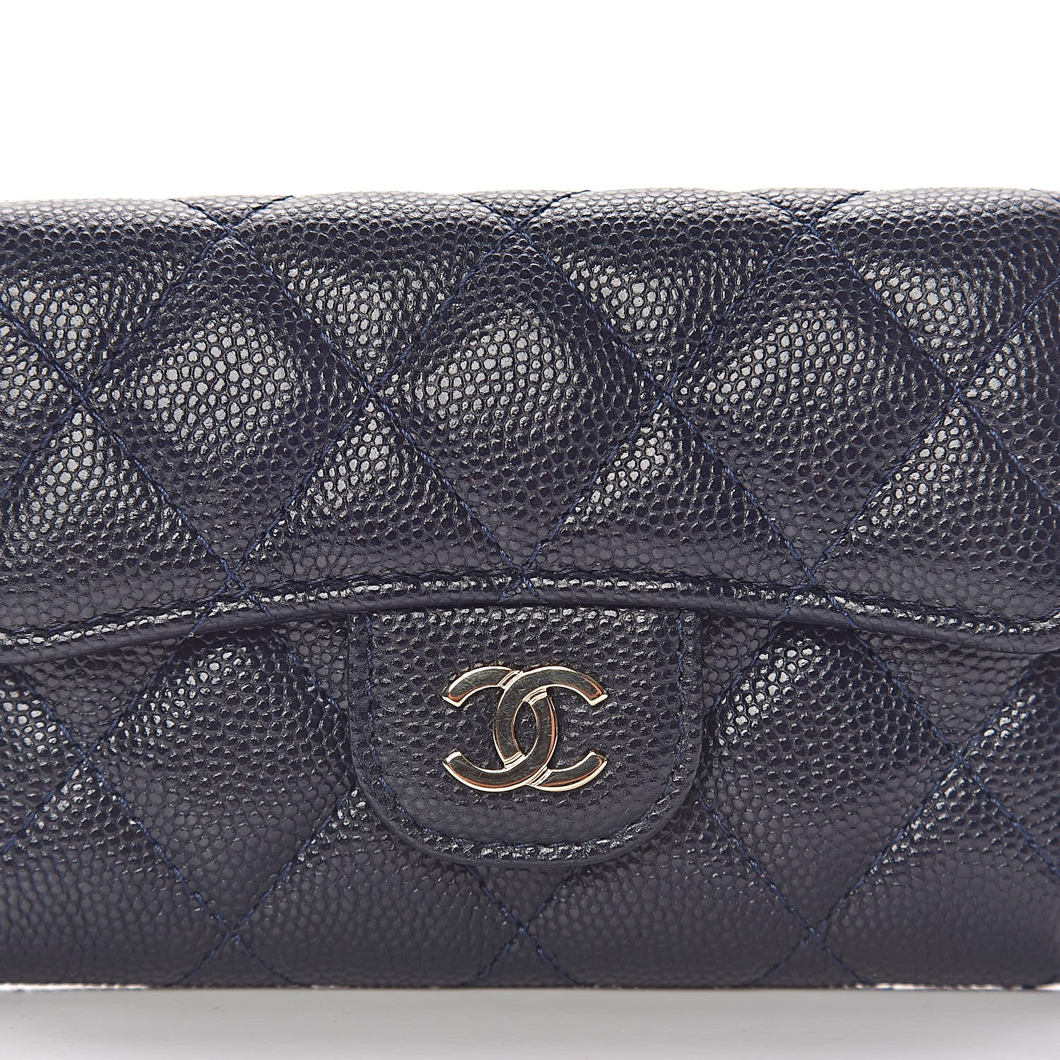 Chanel Caviar Quilted Flap Card Holder Wallet Navy Blue 11 of 12