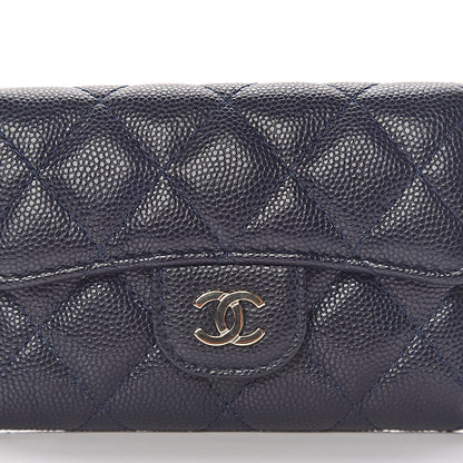Chanel Caviar Quilted Flap Card Holder Wallet Navy Blue 11 of 12