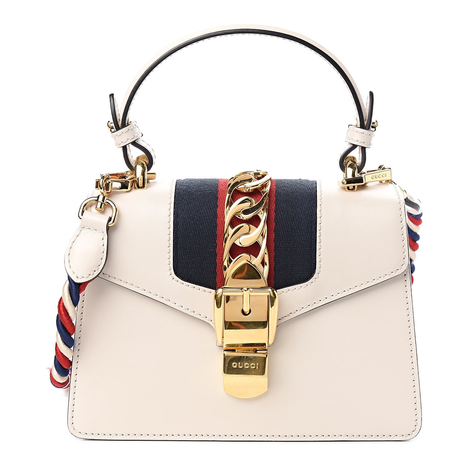 Gucci Calfskin Mini Sylvie Top Handle Bag White 1 of 11