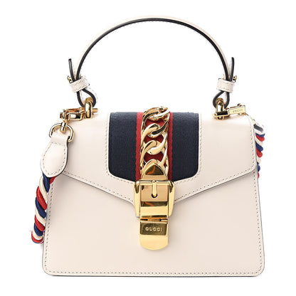 Gucci Calfskin Mini Sylvie Top Handle Bag White 1 of 11