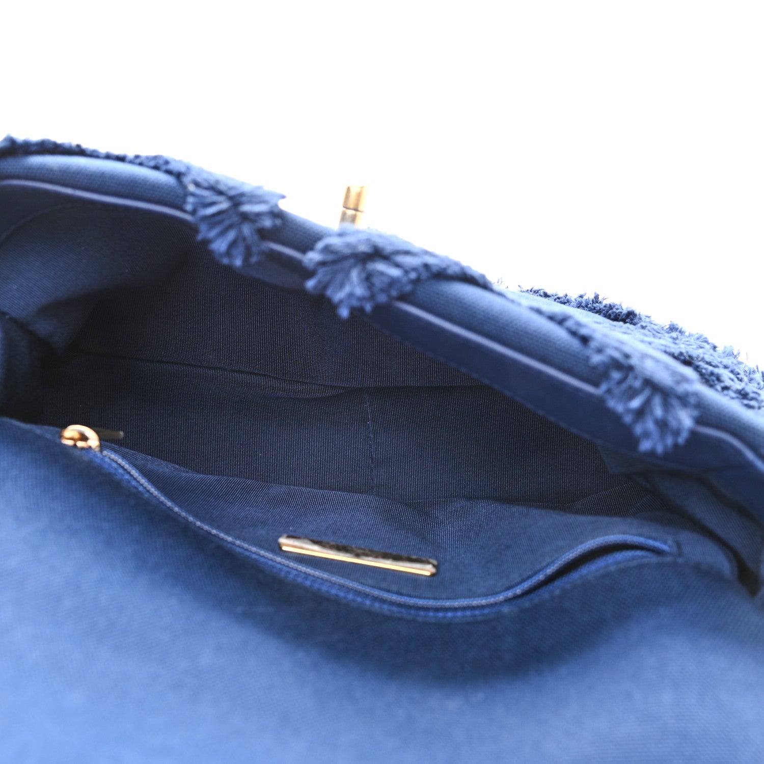 Chanel Cotton Canvas Quilted Medium Chanel 19 Flap Navy Blue 2 of 9