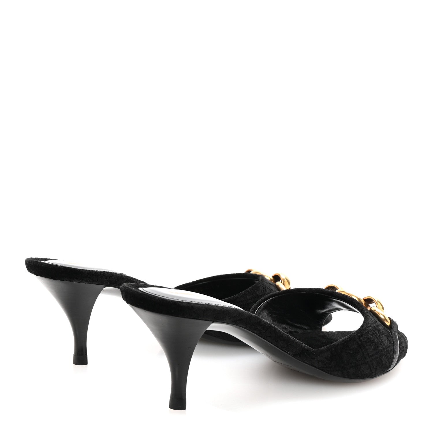 Saint Laurent Velour All-Over Monogram Le Maillon 60 Mules 35 Black 5 of 10