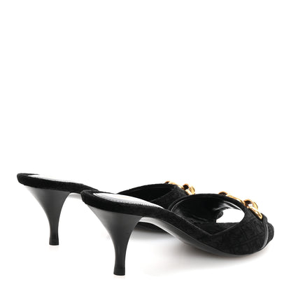 Saint Laurent Velour All-Over Monogram Le Maillon 60 Mules 35 Black 5 of 10