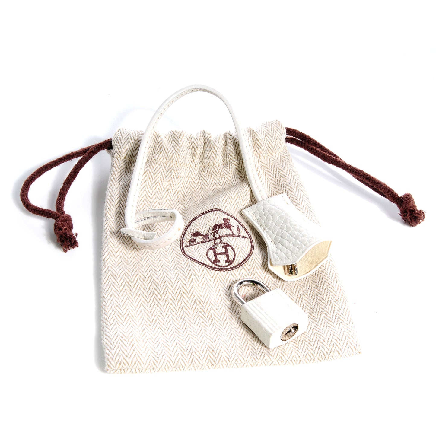 Taurillon Clemence Clochette Lock and Key White