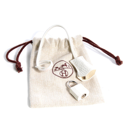 Hermes Taurillon Clemence Clochette Lock and Key White 7 of 7