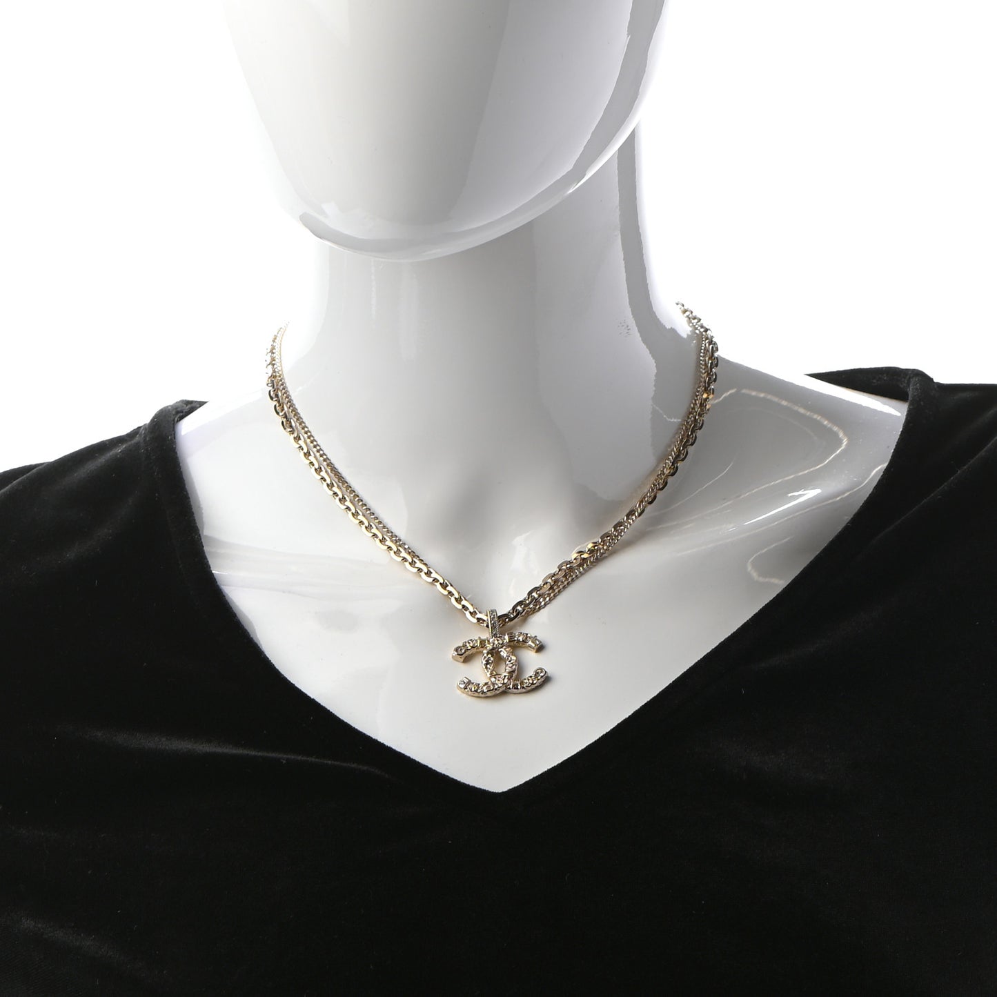 Crystal CC Multi Strand Chain Necklace Gold