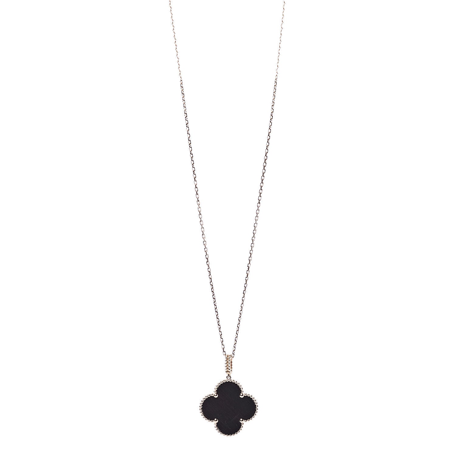 Van Cleef & Arpels 18K Rose Gold Letterwood Magic Alhambra Long Necklace 1 of 9