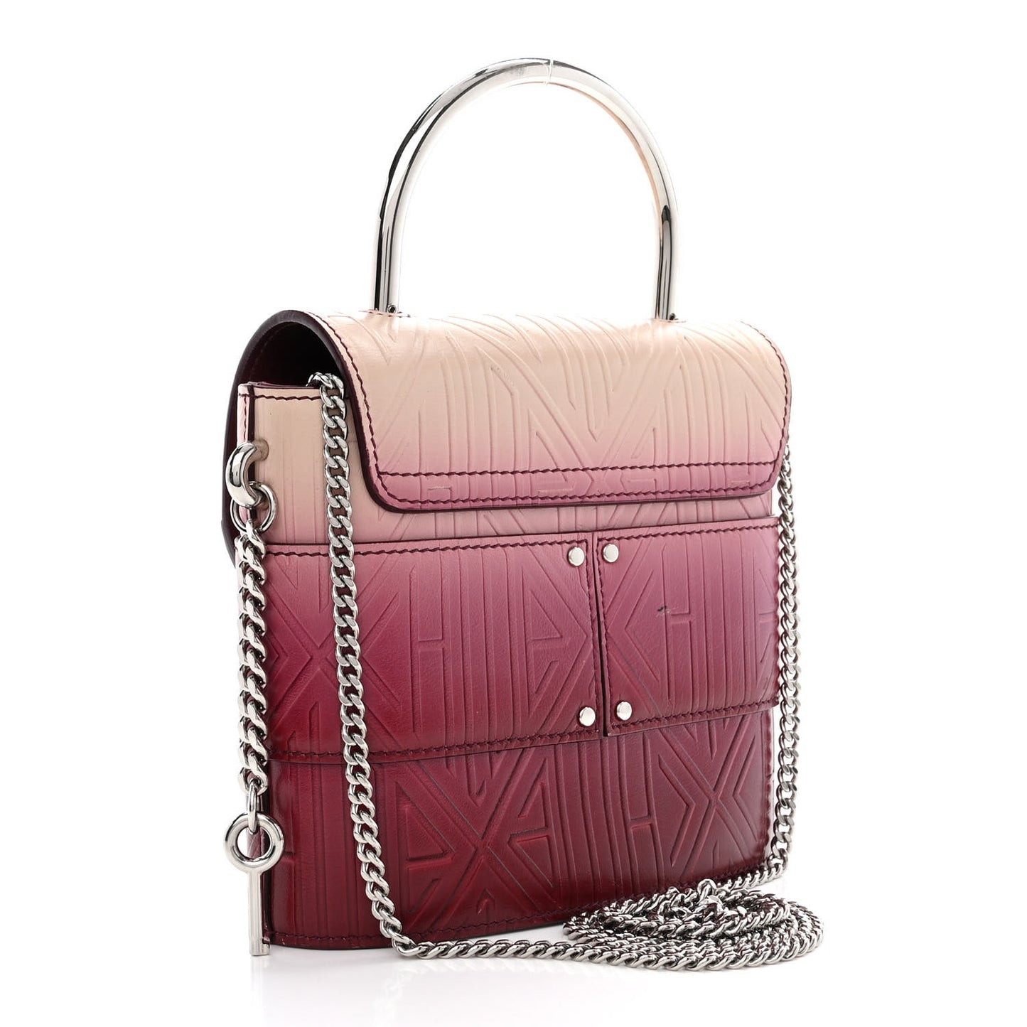 Calfskin Embossed Small Aby Lock Brown Purple