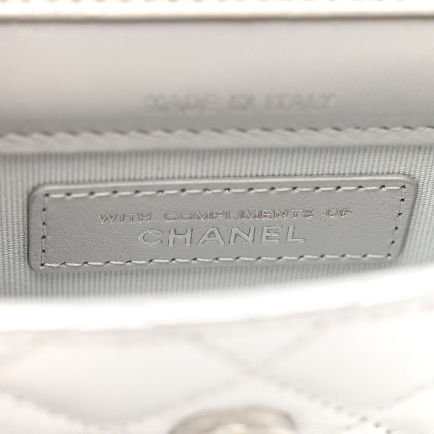 Chanel Metallic Goatskin Quilted Crystal CC Walk Of Fame Clutch With Chain Silver 8 of 12