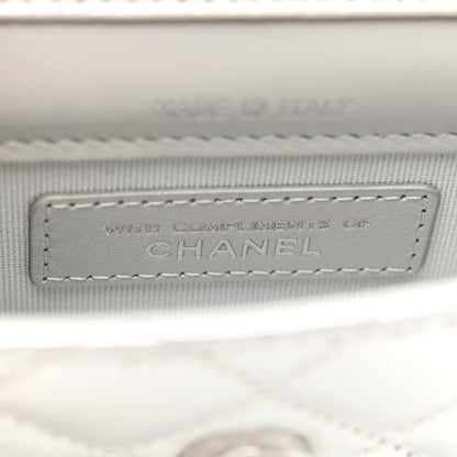 Chanel Metallic Goatskin Quilted Crystal CC Walk Of Fame Clutch With Chain Silver 8 of 12