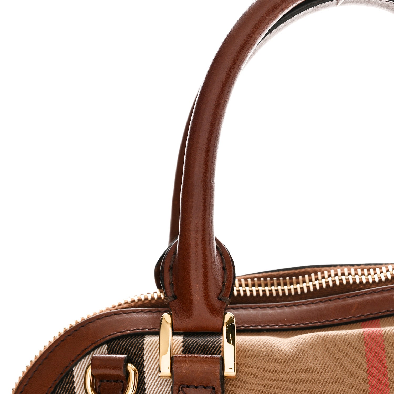 Burberry Bridle Calfskin House Check Small Orchard Bowling Bag Dark Tan 14 of 20