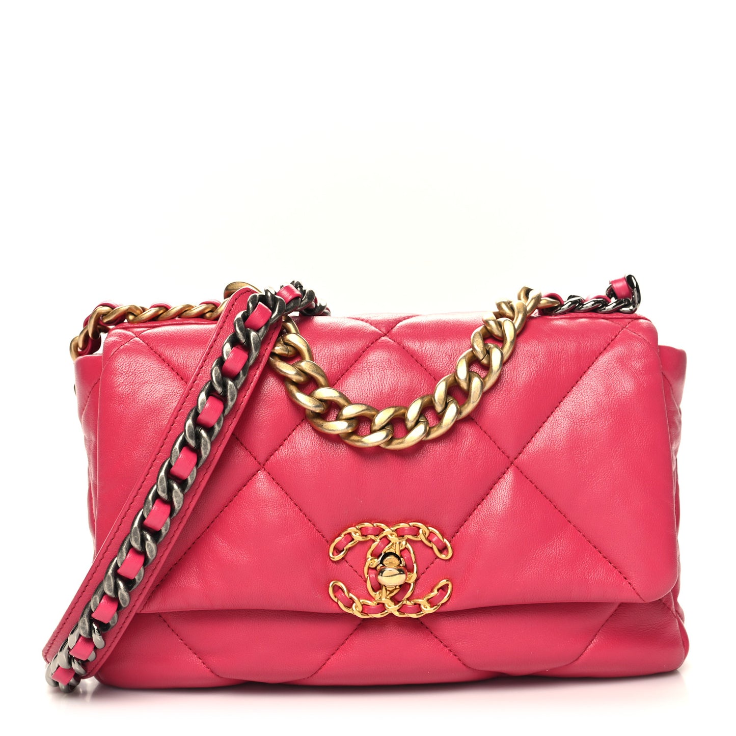 Lambskin Quilted Medium Chanel 19 Flap Dark Pink