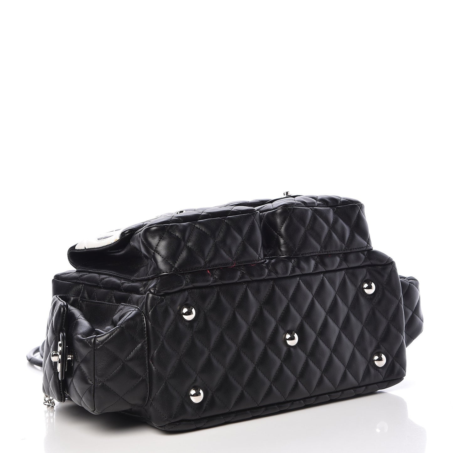 Calfskin Quilted Large Cambon Multipocket Reporter Black White
