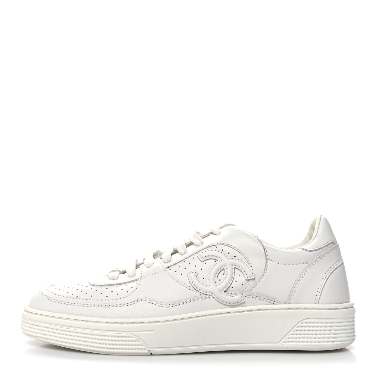 Calfskin CC Womens Sneakers 39 White