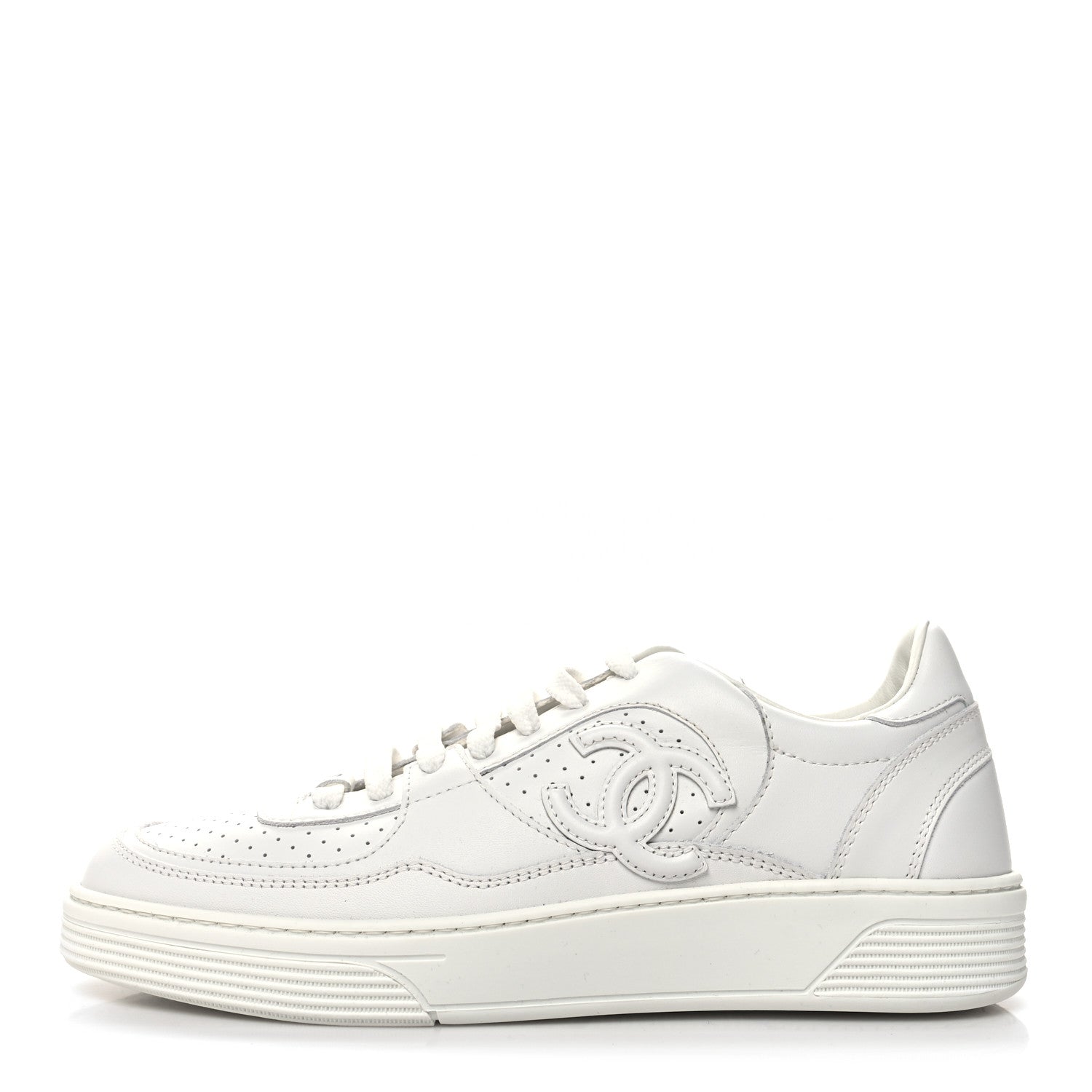 Chanel Calfskin CC Womens Sneakers 39 White 1 of 8