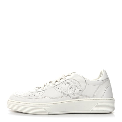 Chanel Calfskin CC Womens Sneakers 39 White 1 of 8