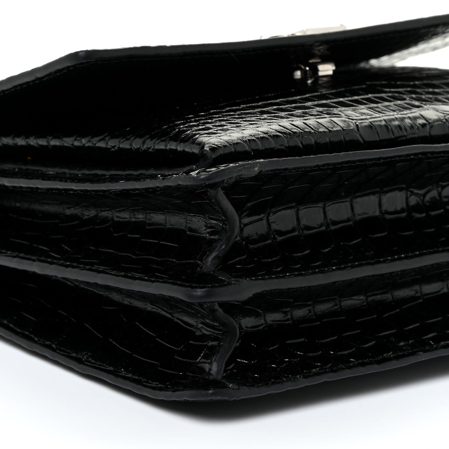 Calfskin Crocodile Embossed Medium Monogram Sunset Black