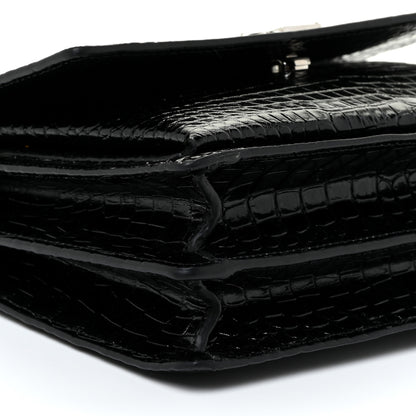 Saint Laurent Calfskin Crocodile Embossed Medium Monogram Sunset Black 10 of 16