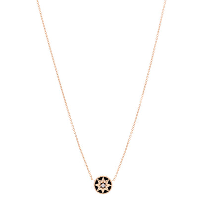 Christian Dior 18K Rose Gold Diamond Black Onyx Rose Des Vents Necklace 1 of 6