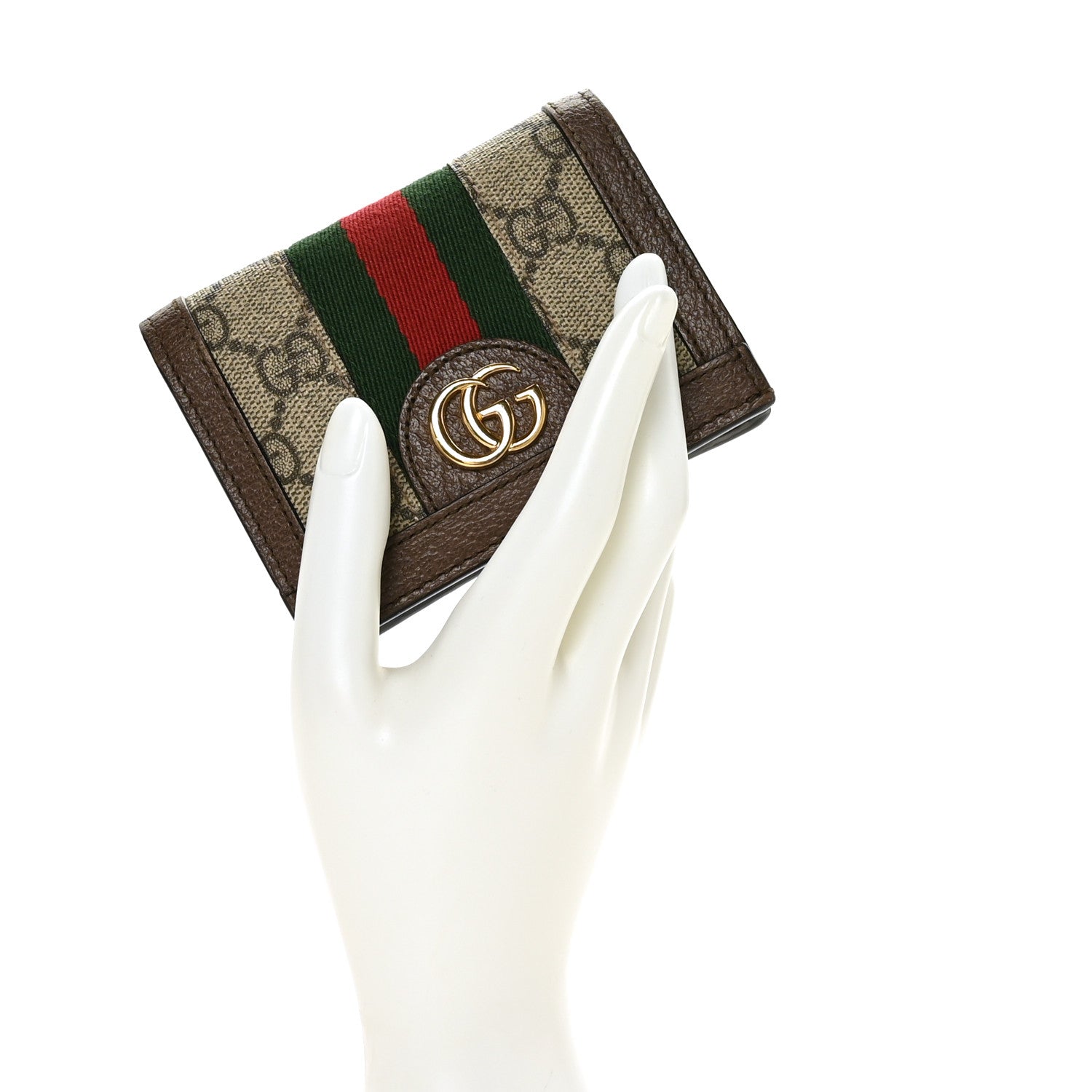 Gucci GG Supreme Monogram Web Ophidia Card Case Beige New Acero 2 of 8