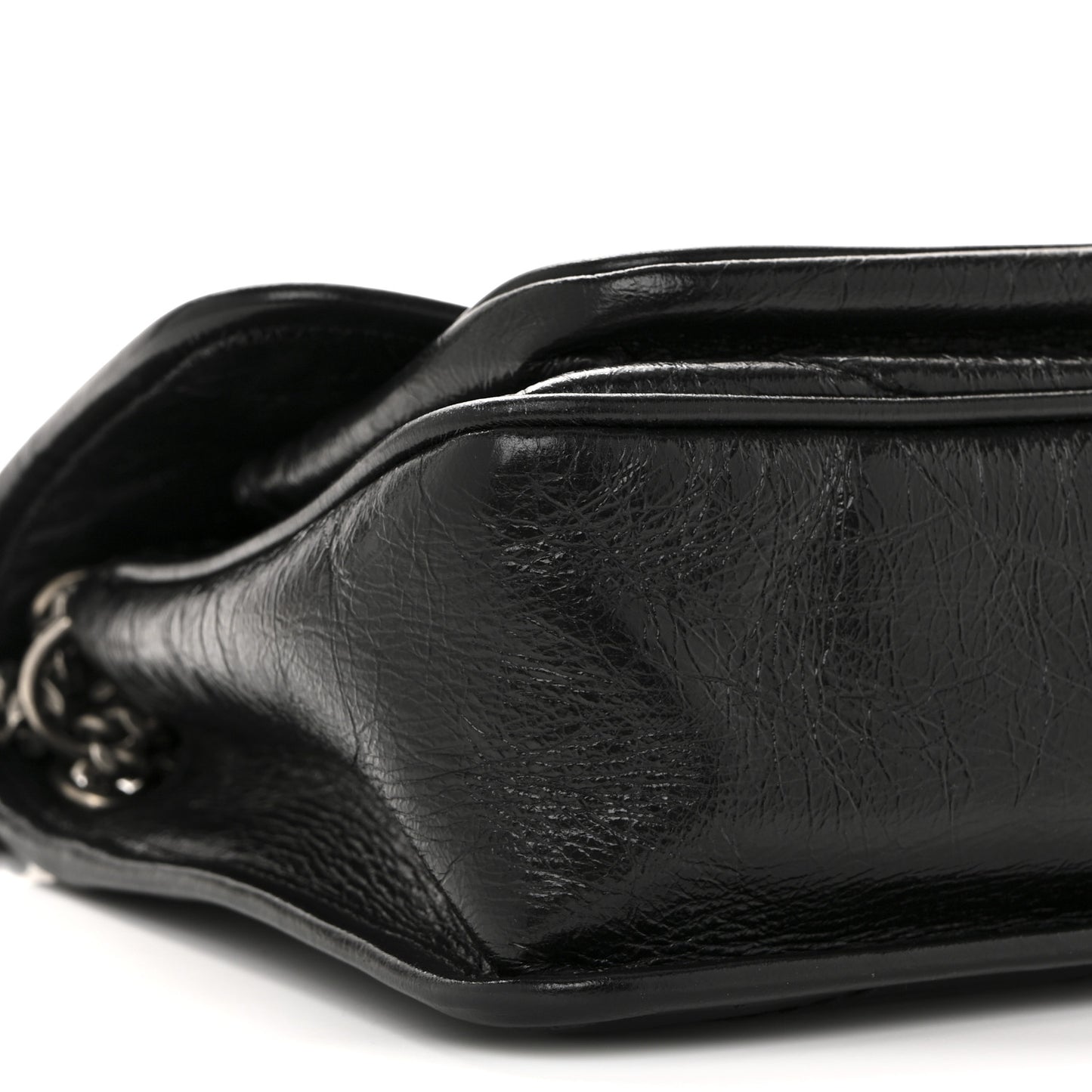 Crinkled Calfskin Matelasse Monogram Baby Niki Chain Satchel Black