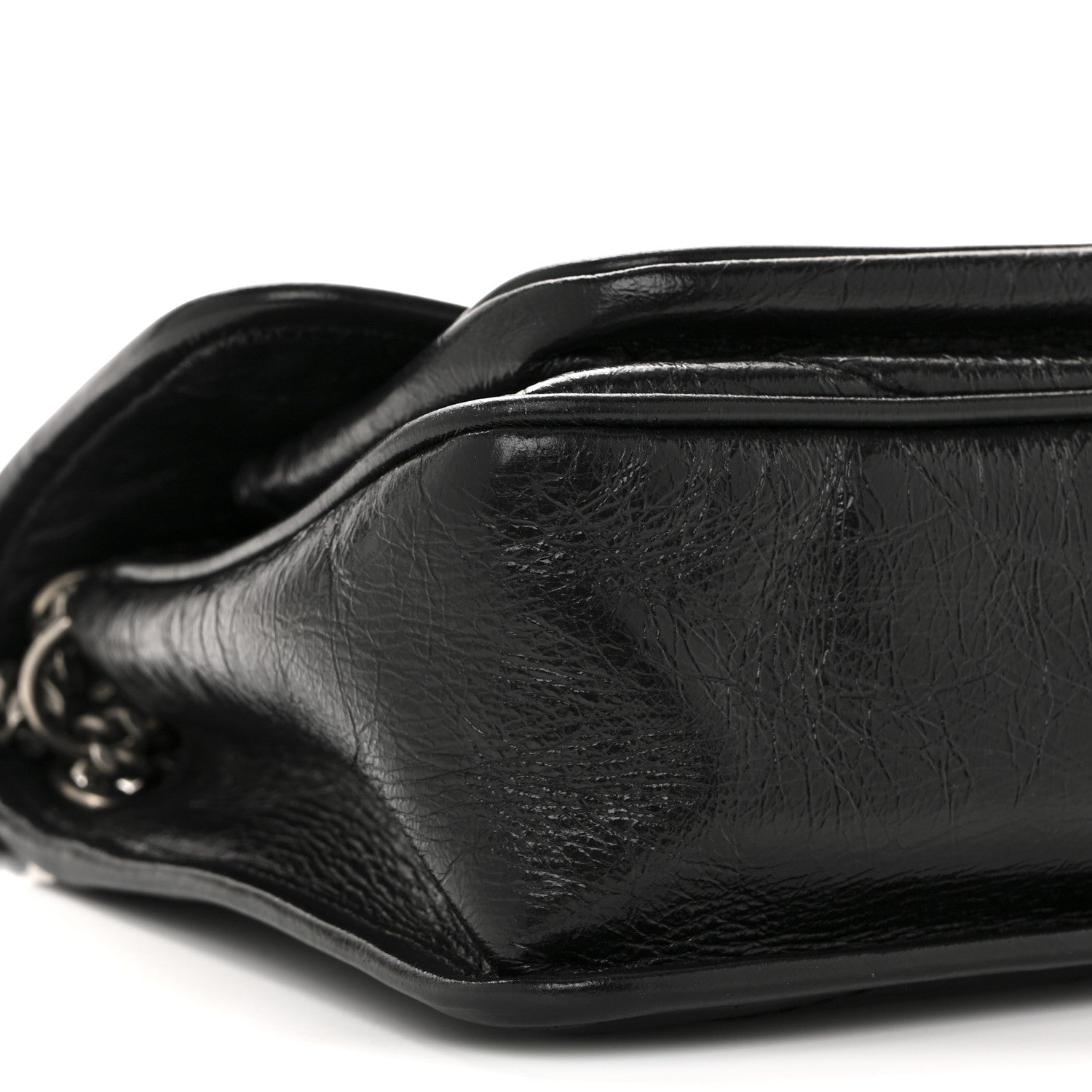 Saint Laurent Crinkled Calfskin Matelasse Monogram Baby Niki Chain Satchel Black 9 of 13