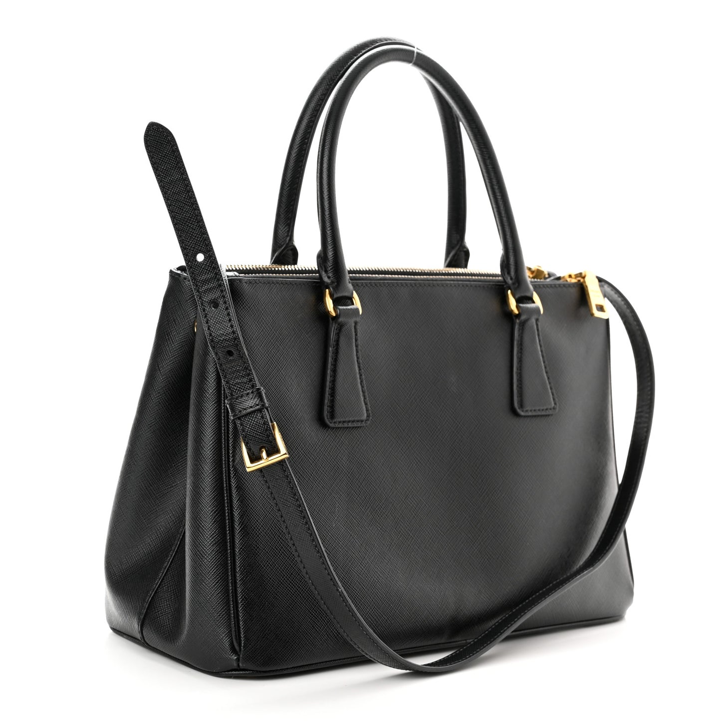 Saffiano Small Galleria Double Zip Tote Black