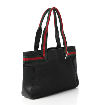 Gucci Denim Calfskin Web Tote Black 3 of 11