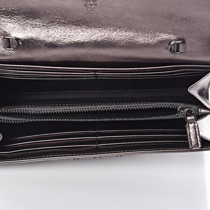 MCM Metallic Calfskin Quilted Wallet On Chain Silver 5 of 11