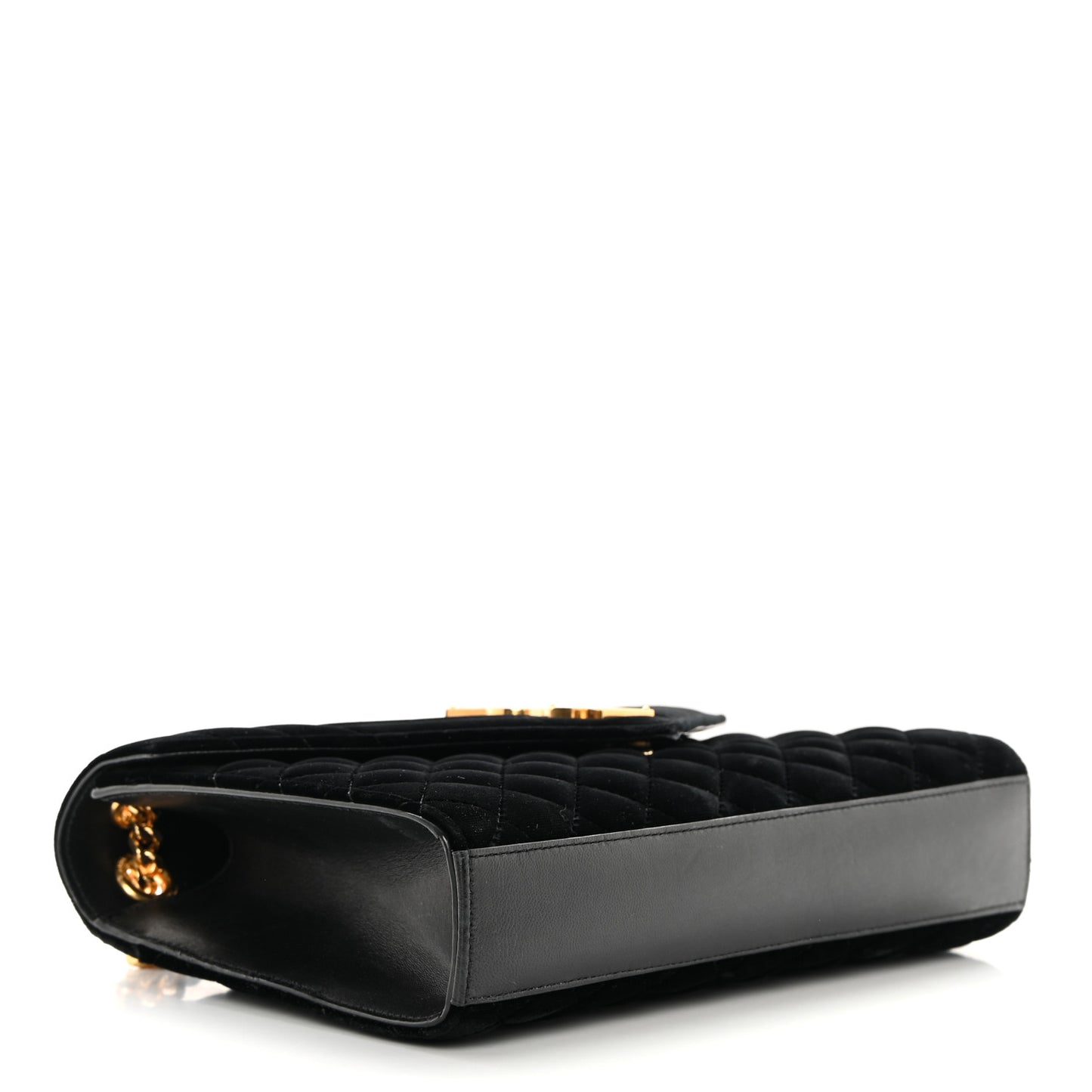 Velvet Tri-Quilt Monogram Medium College Bag Black