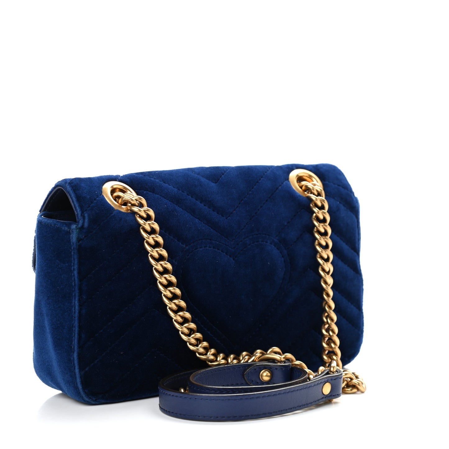 Velvet Matelasse Mini GG Marmont Shoulder Bag Cobalt Blue