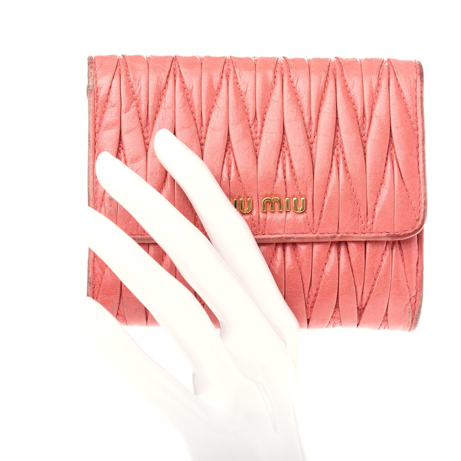 Miu Miu Nappa Matelasse Lux Flap Wallet Rosa 2 of 9