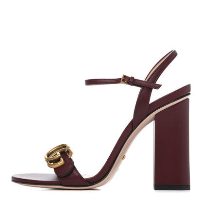 Gucci Lifford Calfskin GG Marmont Ankle Wrap 105mm Sandals 37.5 Vintage Bordeaux 1 of 13