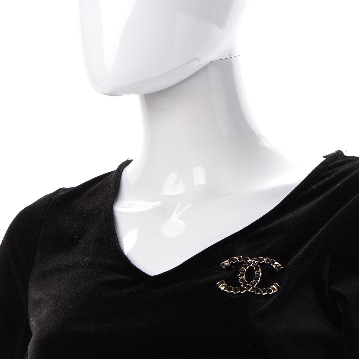 Chanel Lambskin Chain CC Brooch Black Gold 2 of 4