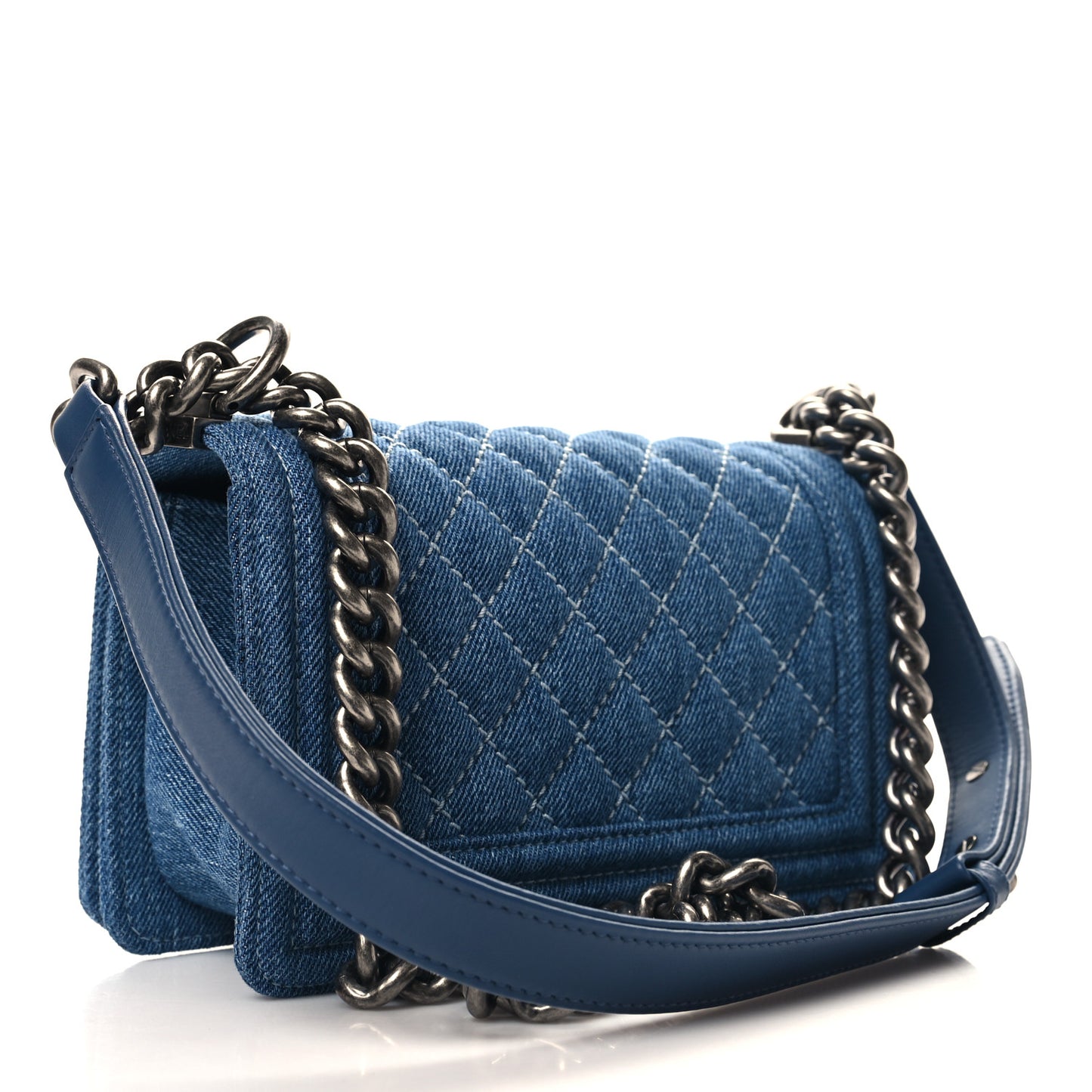 Denim Quilted Small Boy Flap Blue
