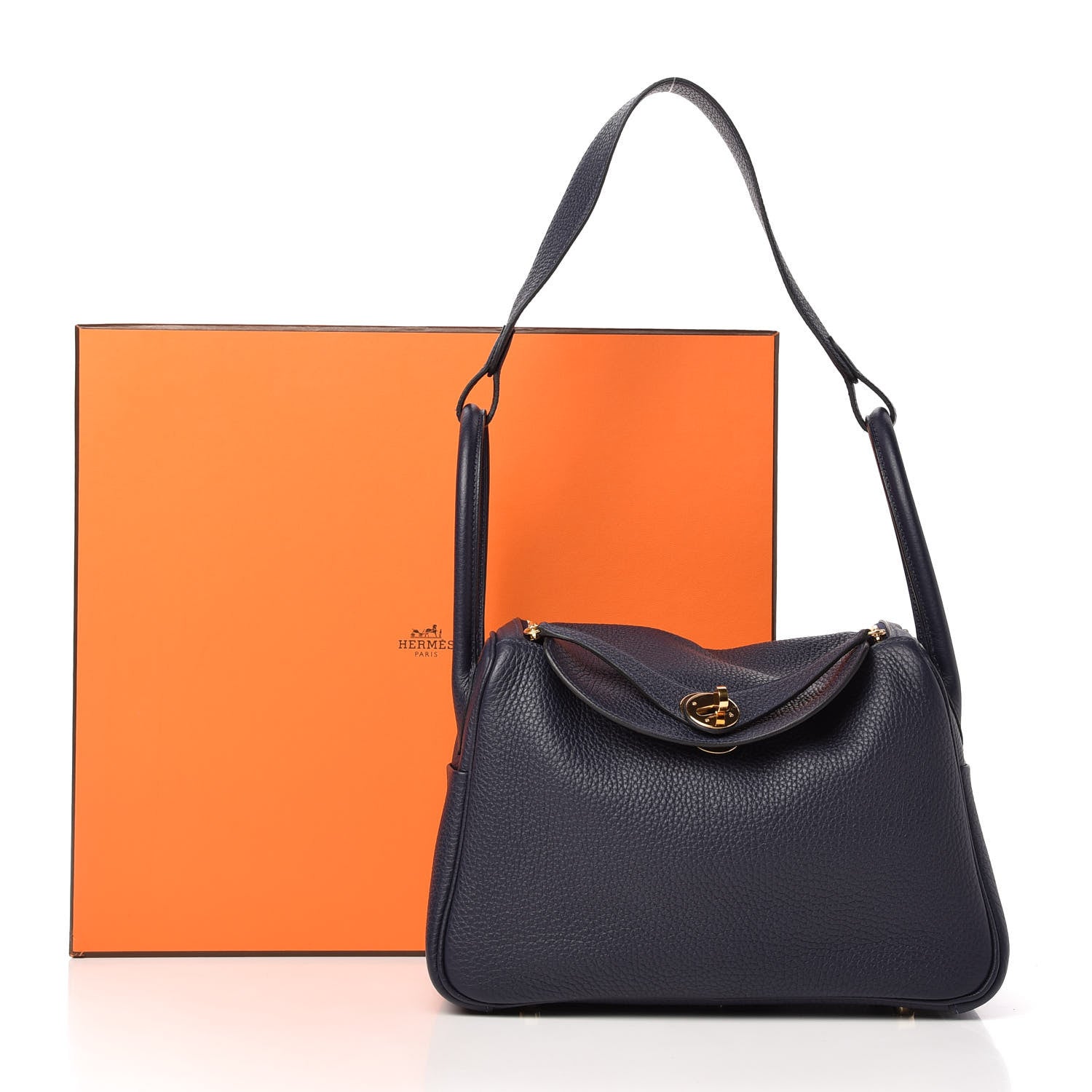 Hermes Taurillon Clemence Lindy 26 Bleu Nuit 10 of 10