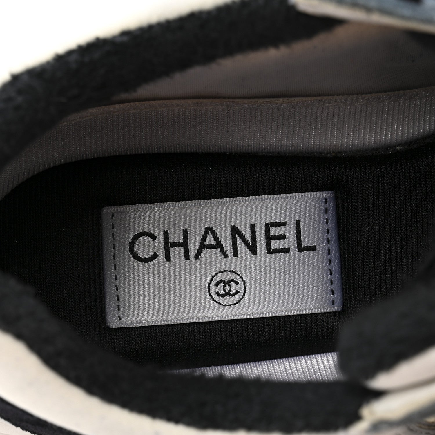 Chanel Nylon Calfskin Suede CC Womens Sneakers 35.5 Navy White Orange 7 of 11