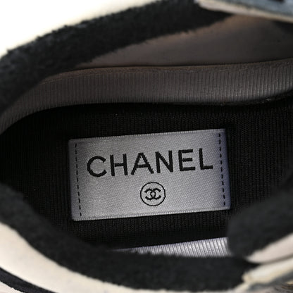 Chanel Nylon Calfskin Suede CC Womens Sneakers 35.5 Navy White Orange 7 of 11
