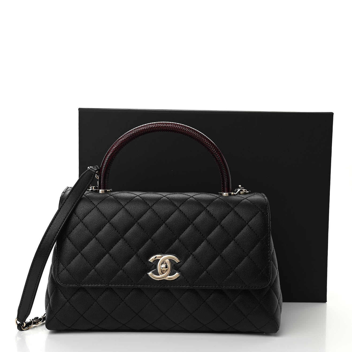 Chanel Caviar Lizard Quilted Small Coco Handle Flap Black 11 of 11