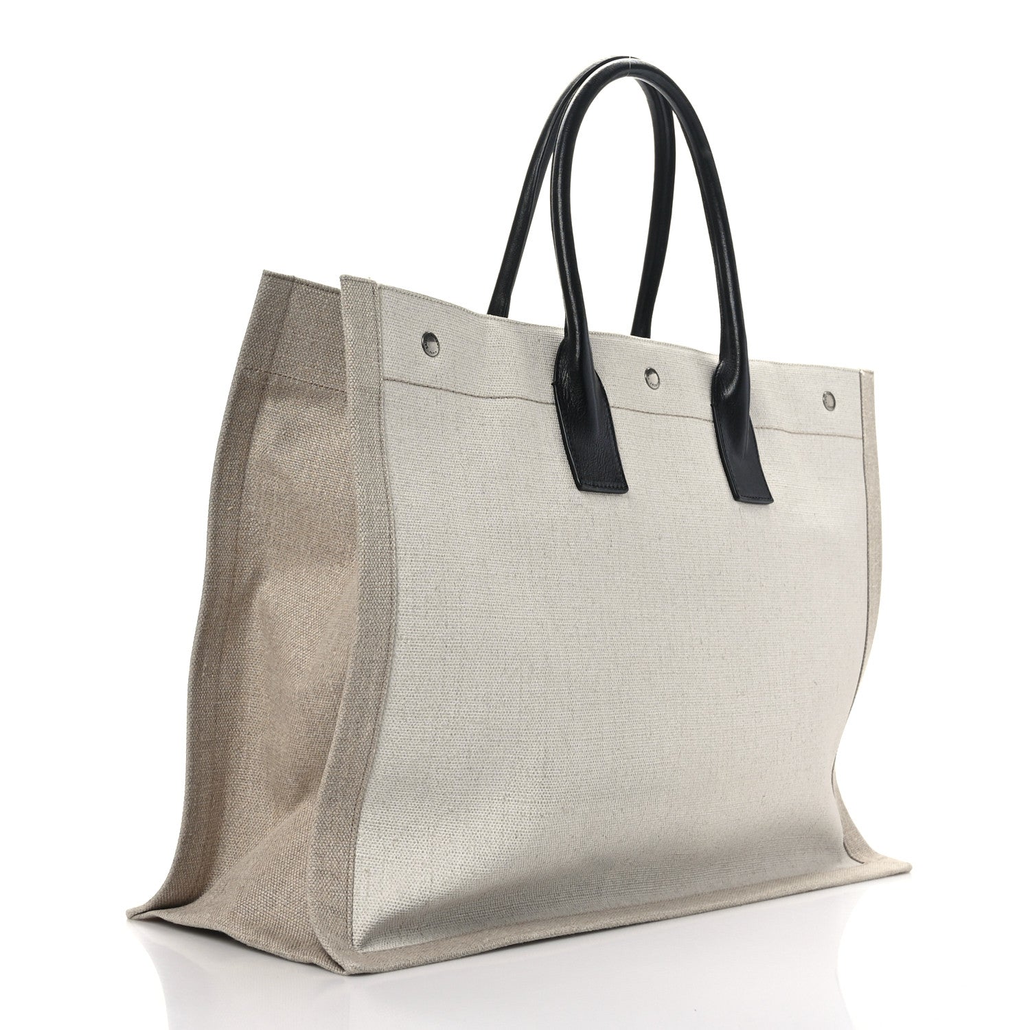 Saint Laurent Linen Calfskin Rive Gauche Tote Optic White 3 of 9