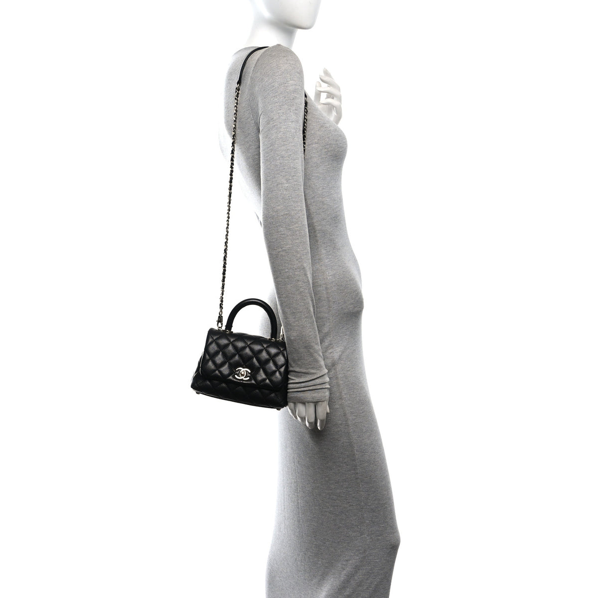 Caviar Quilted Extra Mini Coco Handle Flap Black