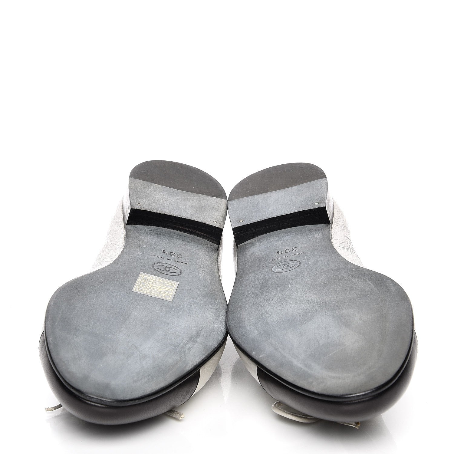 Chanel Lambskin Cap Toe Ballerina Flats 39.5 Grey Black 5 of 7