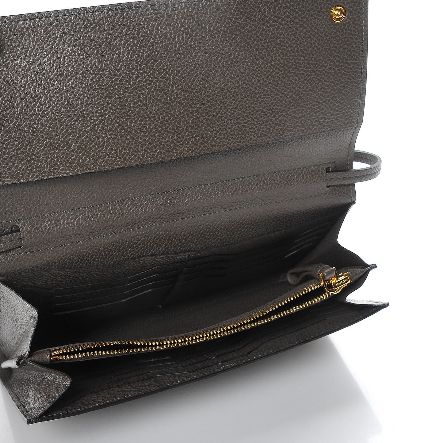 Pebbled Calfskin Wallet On Strap Graphite