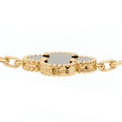 Van Cleef & Arpels 18K Yellow Gold Black Onyx 10 Motifs Vintage Alhambra Necklace 4 of 5