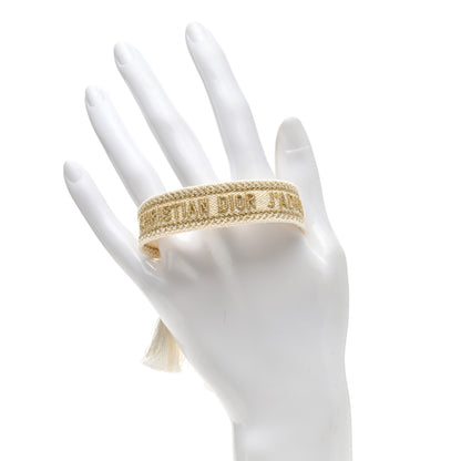 Christian Dior Woven Cotton J'Adior Friendship Bracelet White Gold 2 of 3