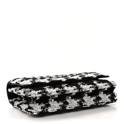 Chanel Tweed Quilted Wallet On Chain WOC Black Ecru White 4 of 9
